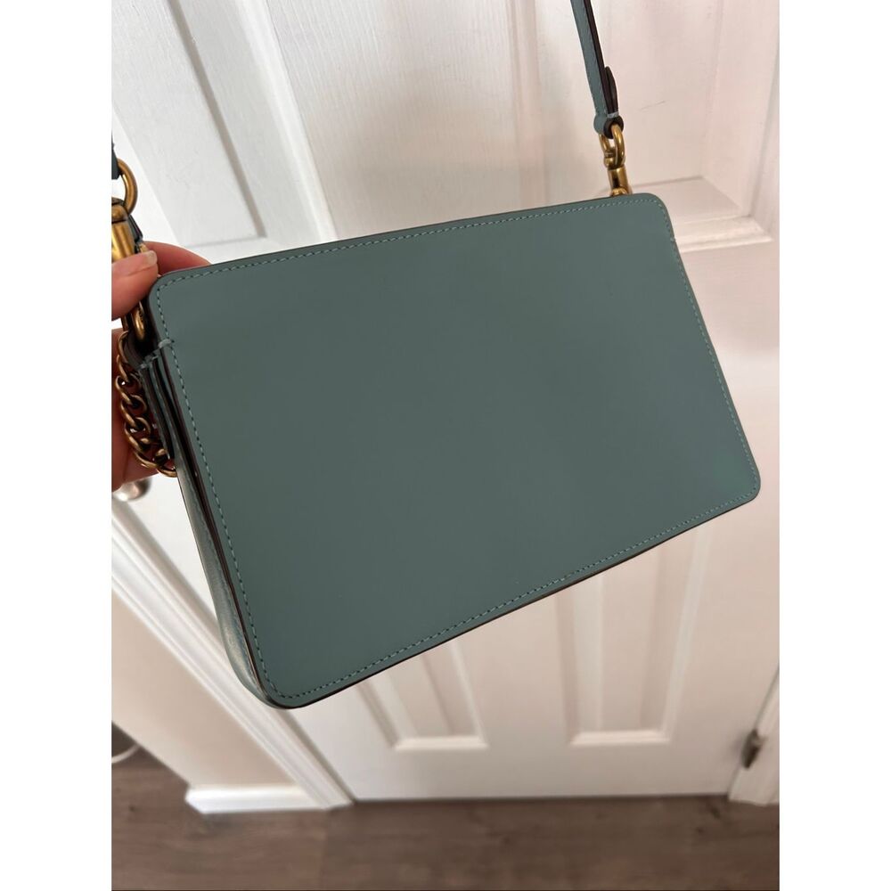 COACH MARINE Smooth Lthr Signature Chain Crossbody 78801 blue/green - Picture 5 of 13